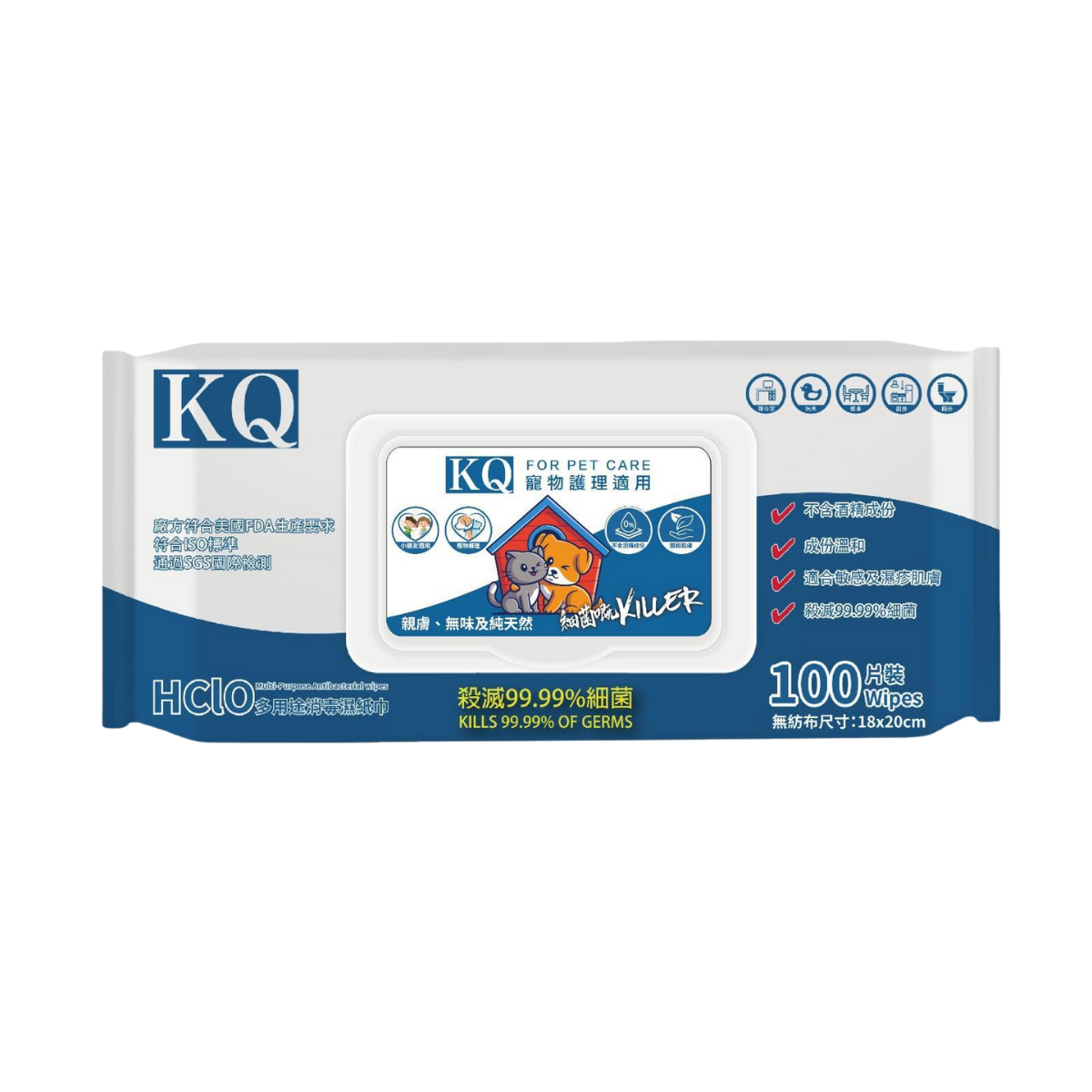 HILLS 贈品-KQ寵物用多用途消毒濕紙巾(無酒精)100片
