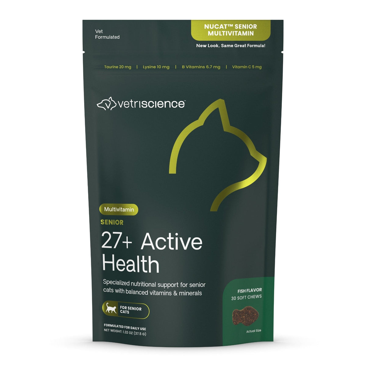 VetriScience Nu Cat Senior 27+ Active Health for Cats 30 chews - 新包裝無框原圖