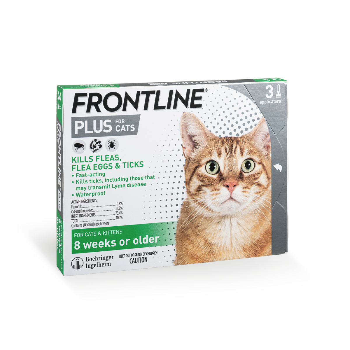 Frontline-Frontline Plus貓用防蝨防牛蜱滴劑 (Green)3滴瓶