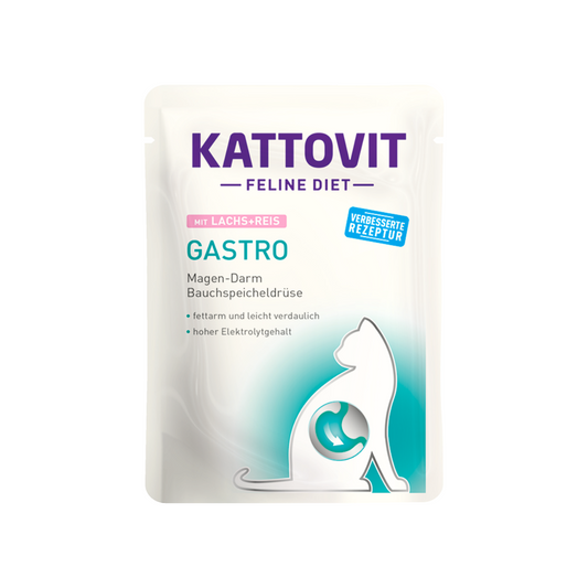 Kattovit-康特維 貓用腸胃保健袋裝濕糧【三文魚+飯】85g